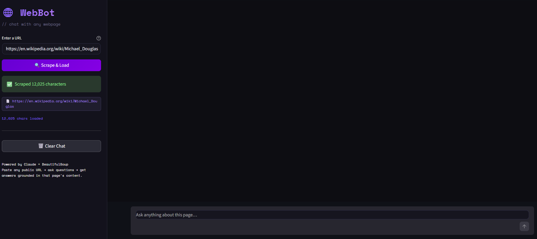 URL Chatbot screenshot 3